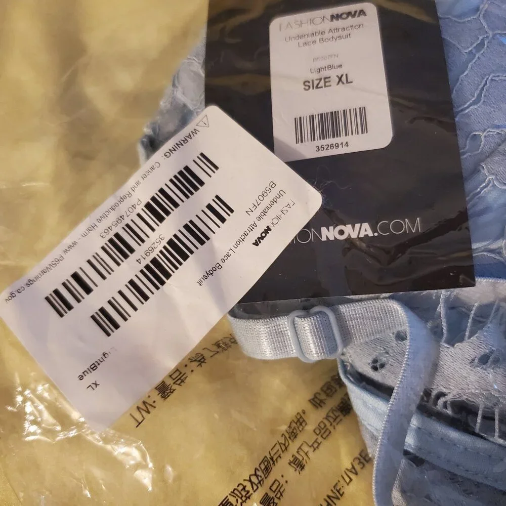 Fashion Nova | Undeniable Attraction Lace Bodysuit | Light Blue | Size XL | NWT - Picture 10 of 12